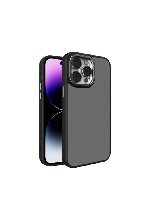 İphone 15 Pro Max İle Uyumlu Köşe Korumalı Buzlu Saydam Metal Koruma Çerçeveli Kamera Korumalı Kılıf
