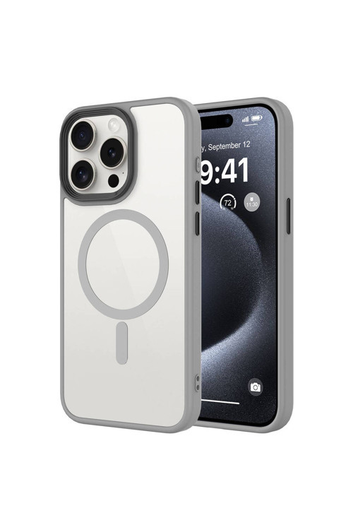 İphone 15 Pro İle Uyumlu Sert Pc Arka Yüzey Wireless Şarj Özellikli Buzlu Saydam Zf Kapak