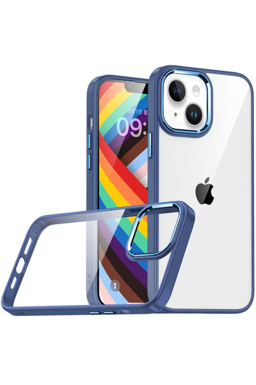 Iphone 14 Plus Ile Uyumlu Kılıf Kontrast Renk Tasarımlı Cynosure Kapak Lacivert