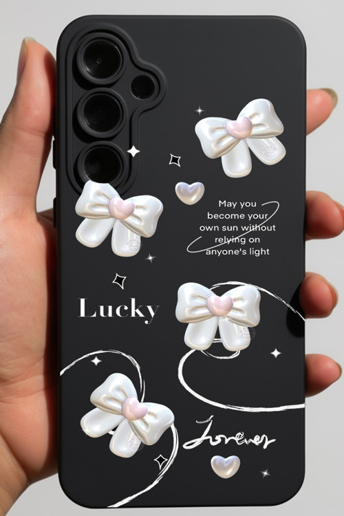 Galaxy A55 İle Uyumlu Yüksek Kalite Özel Tasarım Kadife İç Yüzey Lansman Silikon Kılıf-Siyah Kurdele