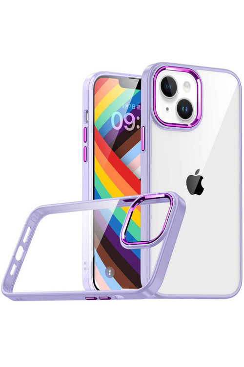 Iphone 14 Plus Ile Uyumlu Kılıf Kontrast Renk Tasarımlı Cynosure Kapak Lila