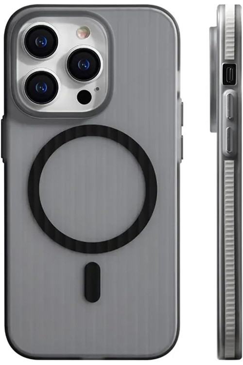 İphone 15 Pro Max İle Uyumlu Kılıf Kamera Korumalı Magsafe Uyumlu Şeffaf Transparan Tırtıklı Kılıf