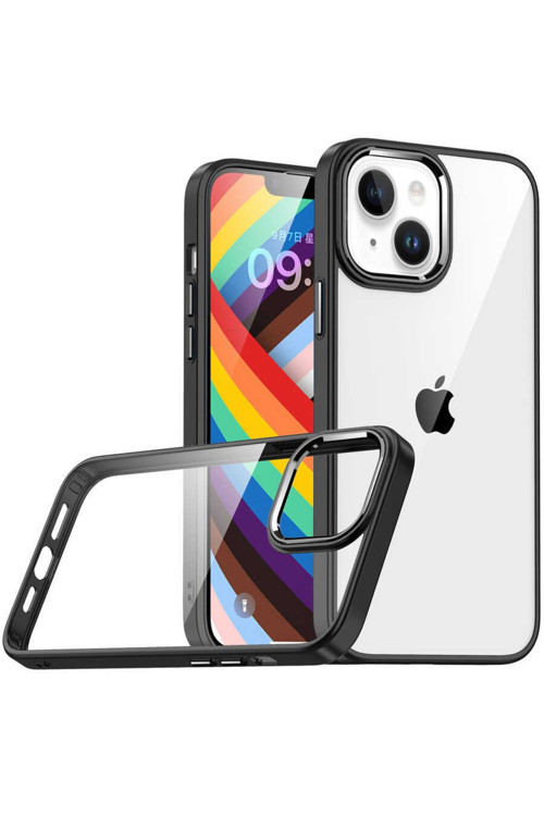 Iphone 14 Plus Ile Uyumlu Kılıf Kontrast Renk Tasarımlı Cynosure Kapak Siyah