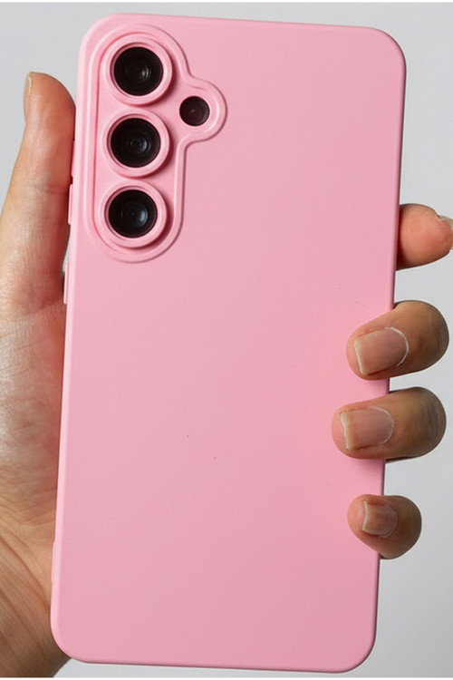 Galaxy A55 İle Uyumlu Yüksek Kalite Özel Tasarım Kadife İç Yüzey Lansman Silikon Kılıf-Şeker Pembe