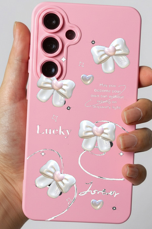 Galaxy A55 İle Uyumlu Yüksek Kalite Özel Tasarım Kadife İç Yüzey Lansman Silikon Kılıf-Pembe Kurdele