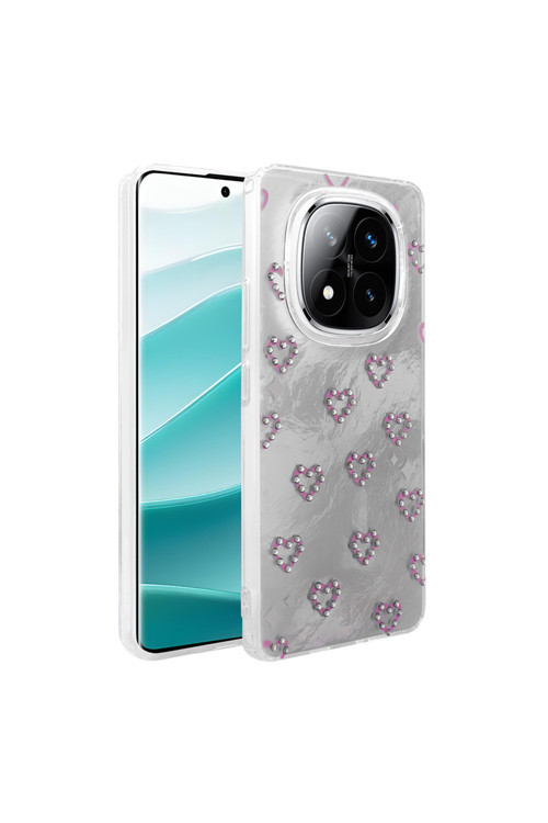 Poco X7 İle Uyumlu Figürlü Ponti Silikon Telefon Kılıfı Gümüş Kalp