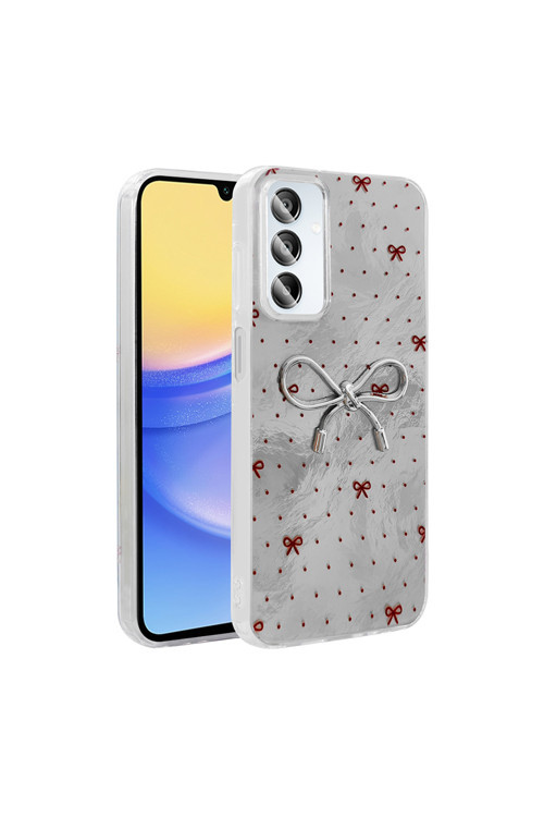 Galaxy A35/A55 İle Uyumlu Figürlü Ponti Silikon Telefon Kılıfı Gümüş Kurdele
