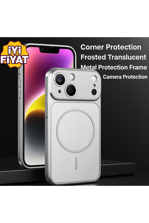 İphone 13-14 İle Uyumlu 17 Pro Görünümlü Magsafe Destekli Lens Korumalı Şık Telefon Kılıfı