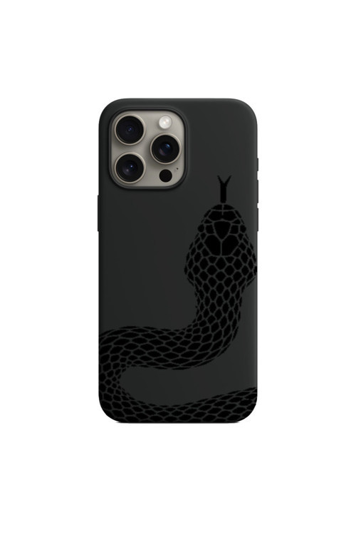 İphone 15 Pro Max İle Uyumlu Özel Tasarım Yüksek Kalite İçi Kadife Silikon Telefon Kılıfı-Snake