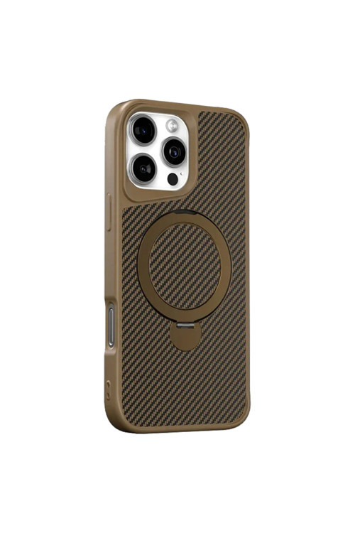 İphone 14 Pro İle Uyumlu Kılıf Karbon Fiber Görünümlü Magsafe İle Uyumlu Stand Olabilen Carbon