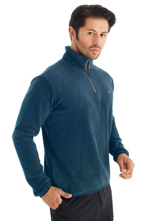 POLAR YARIM FERMUARLI SWEAT TURKUAZ MAVİ 6036-11