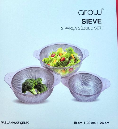 Sieve 3 Parça Paslanmaz Çelik Süzgeç Seti TR-6665