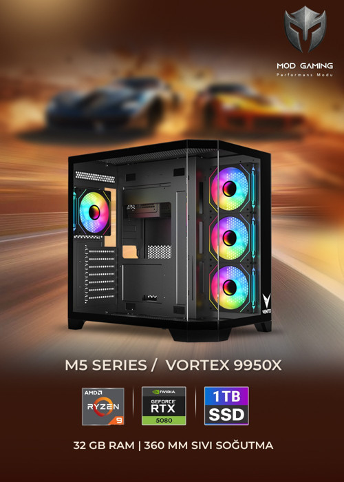 Vortex MG-V30BL Amd Ryzen 9 9950X RTX5080 32GB Ram 1 Tb Gen5 SSD Oyuncu OEM PAKET