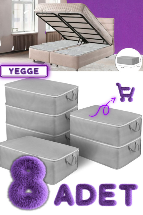 8 Adet - Büyük Boy Bazaaltı Ve Çekyat Hurç 64 X 45 X 22 Cm Antrasit Gri