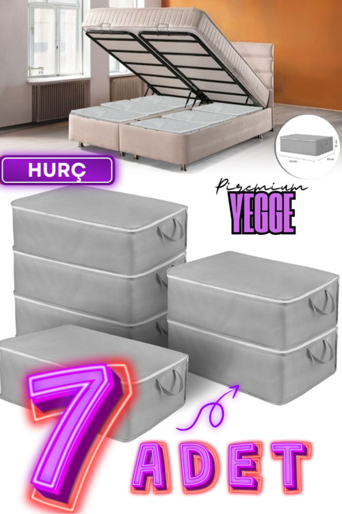 7 Adet Büyük Boy Bazaaltı Ve Çekyat Hurç 64 X 45 X 22 Cm Antrasit Gri Baza Altı Hurç Saklama Hurcu