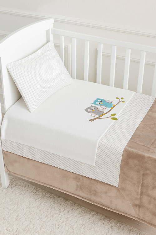 %100 Pamuk Kumaş 100X135Cm Yüksek Kalite Çocuk & Bebek Baykuş Nevresim Takımı