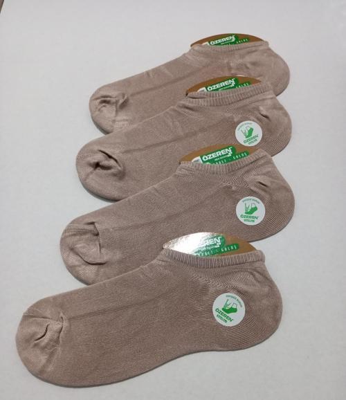 UNİSEX BAMBU LİKRALI YIKANMIŞ DİKİŞSİZ SINIKIRA ÇORAP 4'LÜ BEJ