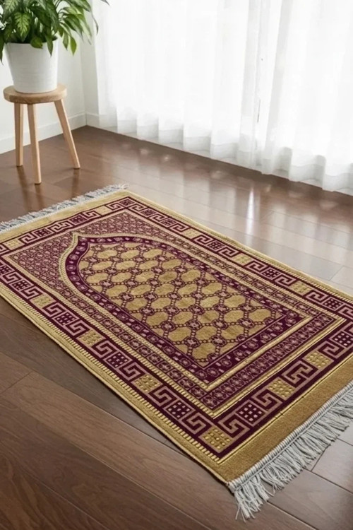 Kadife Püsküllü Seccade Eflatun