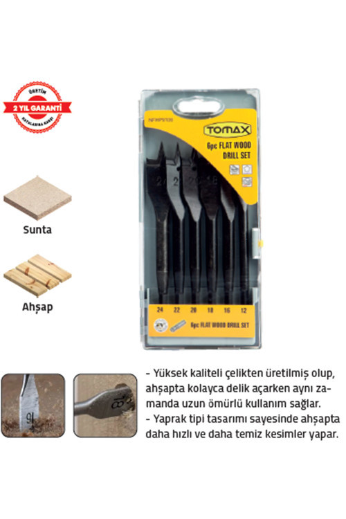 Yaprak Matkap Ucu 6 Parça Takım Kısa (12-24MM)