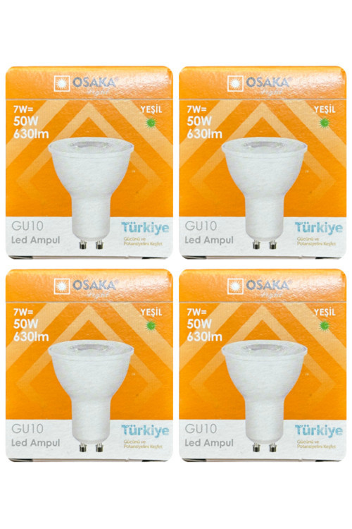 (4 ADET) 7w Yeşil Işık Gu10 Duylu Led Çanak Ampul