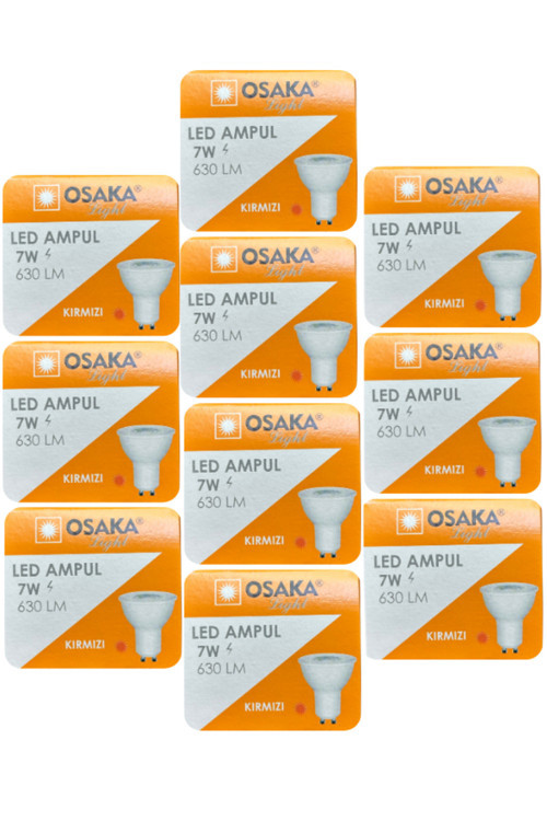 (10 ADET) 7w Kırmızı Işık Gu10 Duylu Led Çanak Ampul
