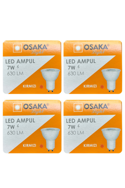 (4 ADET) 7w Kırmızı Işık Gu10 Duylu Led Çanak Ampul