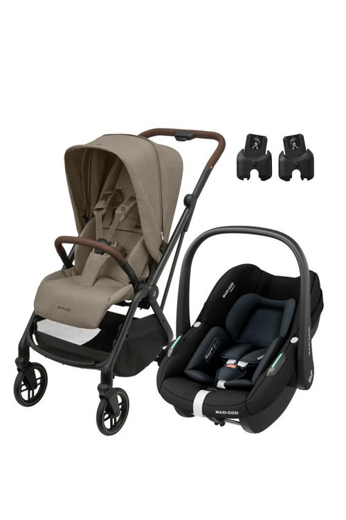 Leona2-Pebble S Tek Elle Katlanabilen Ultra Kompakt Çift Yönlü Seyahat Sistem Bebek Arabası Truffle-Black