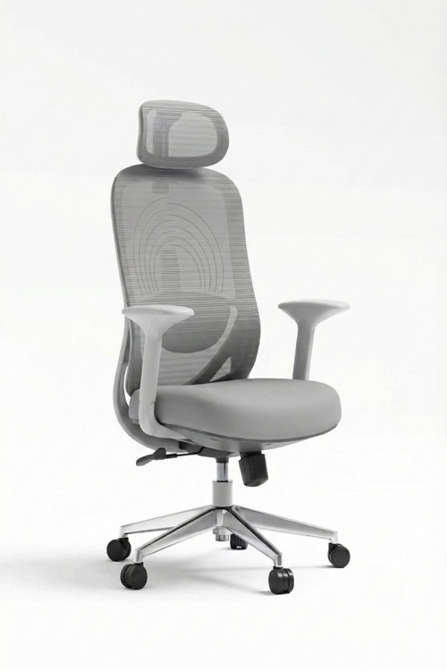 Lizbon Pro Ergonomik Mesh Yönetici Koltuğu – Ayarlanabilir Başlıklı Gri