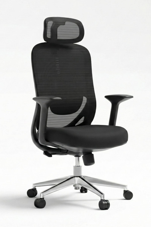 Lizbon Pro Ergonomik Mesh Yönetici Koltuğu – Ayarlanabilir Başlıklı Siyah