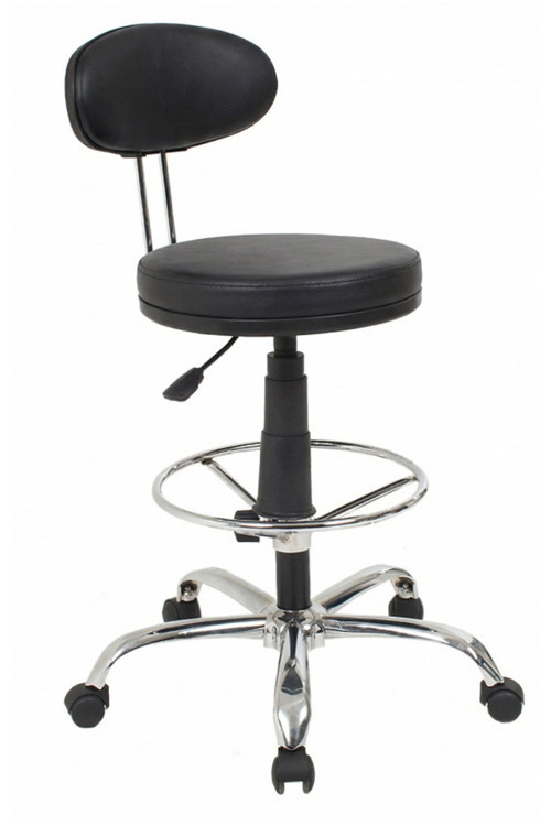 FlexWork Sırtlı Çemberli Tabure | Bar Tabure Siyah