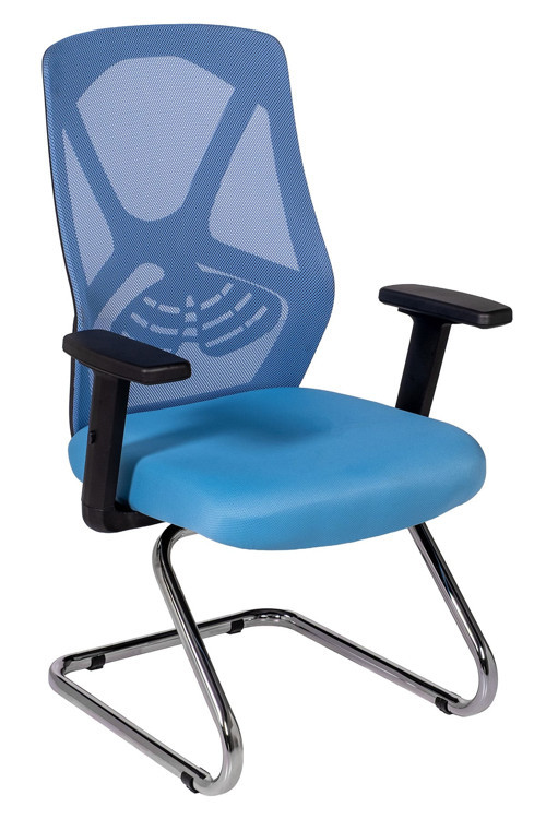 Dolphin Siyah Fileli Misafir Koltuğu | Ergonomik Toplantı ve Bekleme Koltuğu Açık Mavi
