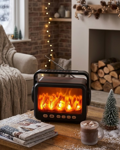 Dekoratif Şömine Görünümlü Bluetooth Hoparlör Radyo Usb Tf Destekli