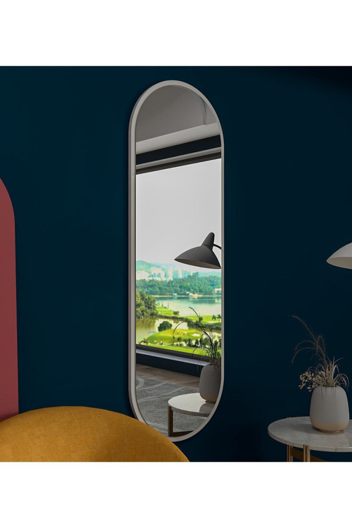 Beyaz Oval Dekoratif Boy Aynası 150 X 50 Cm Fenomen Ayna