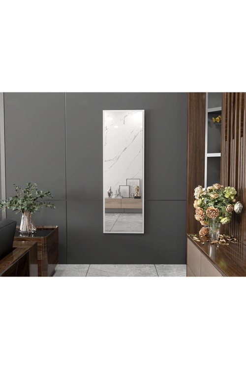 Beyaz Dekoratif Boy Aynası 150X50Cm Fenomen Ayna