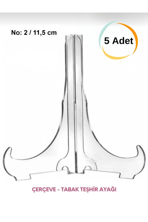 5 Adet 11,5 Cm Çerçeve Ve Tabak Teşhir Ayağı Stand Set Şeffaf Pleksi