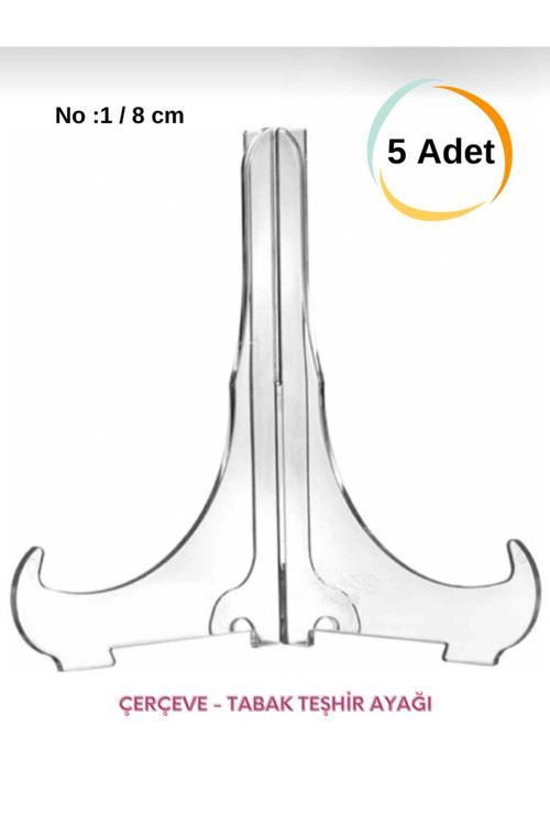 Çerçeve Ve Tabak Teşhir Ayağı Stand Set Şeffaf Pleksi 8 Cm