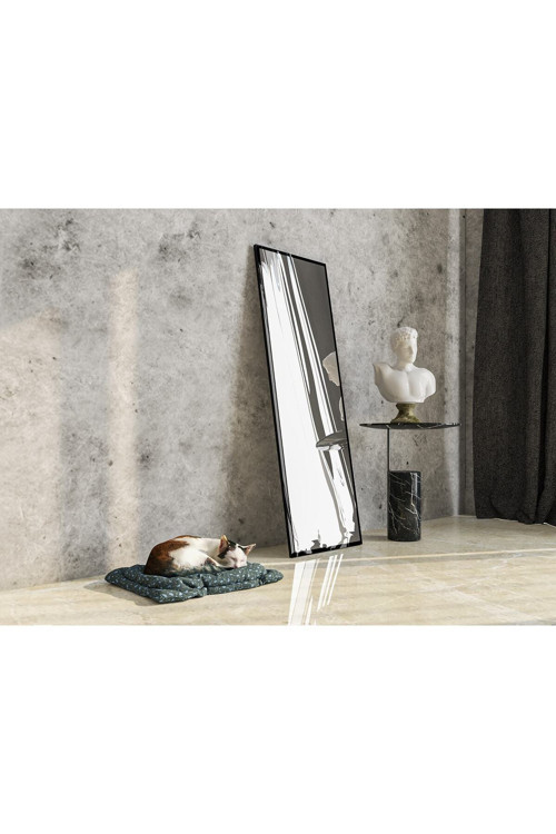 Siyah Dekoratif Boy Ve Duvar Aynası 120X40Cm Fenomen Ayna