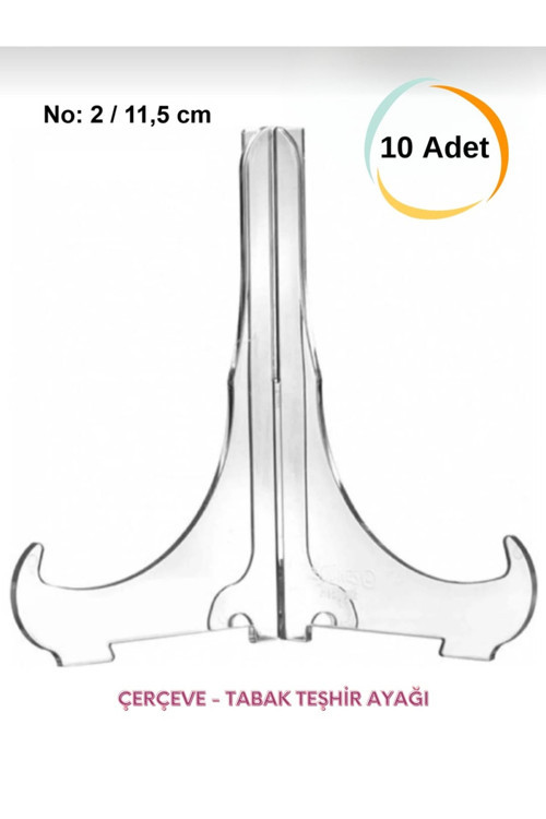 10 Adet 11,5 Cm Çerçeve Ve Tabak Teşhir Ayağı Stand Set Şeffaf Pleksi