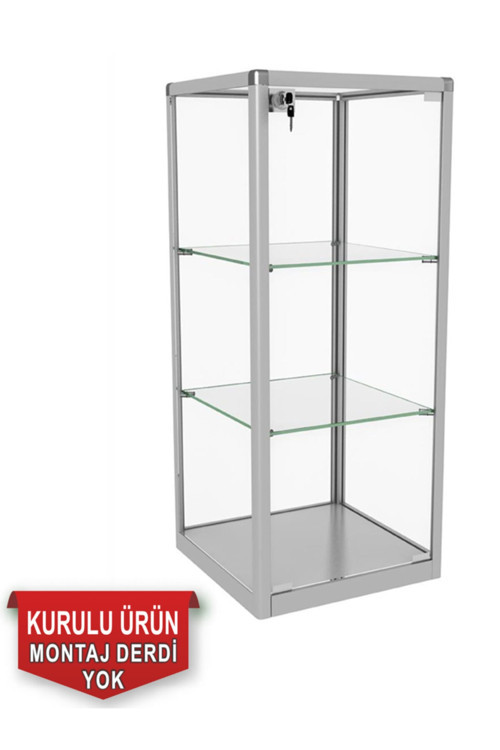 Camlı Vitrin - Camlı Dolap - Camlı Koleksiyon Vitrini - Cam Raf - Kurulu Ürün 95X40X40