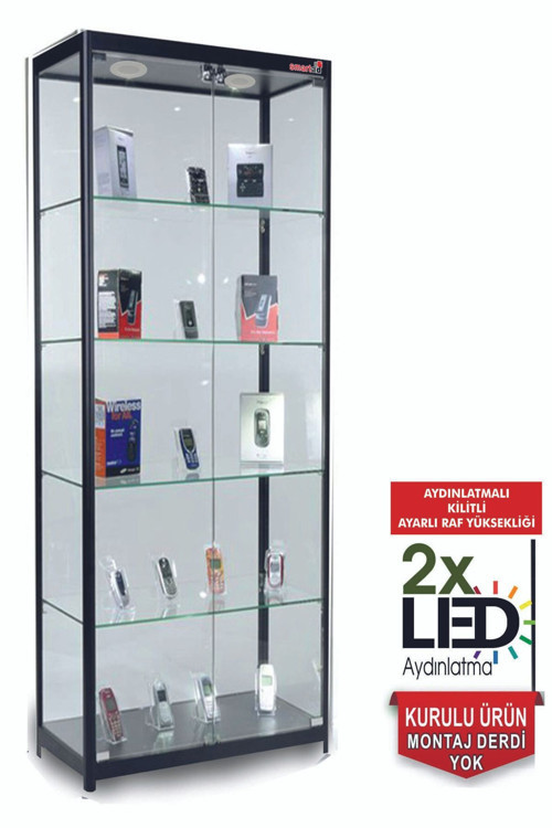 Camlı Vitrin - Camlı Dolap - Camlı Koleksiyon Vitrini - Teşhir Vitrini 180X60X40