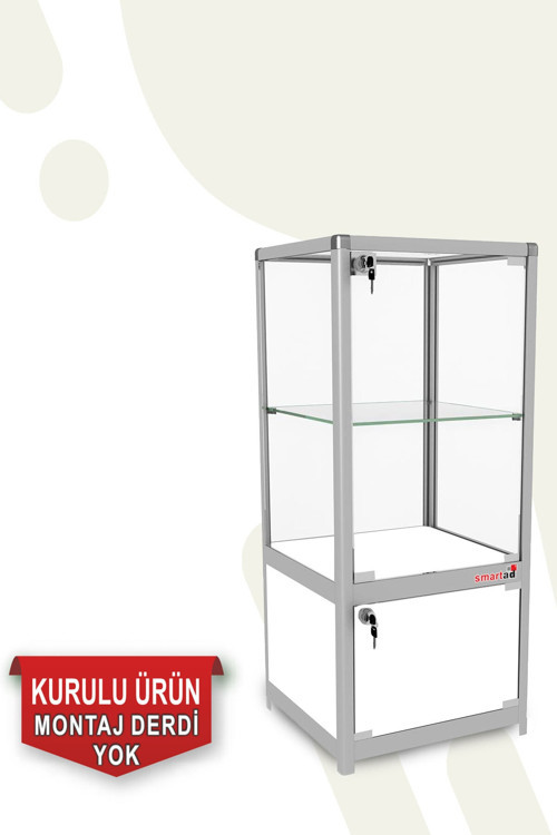 Camlı Vitrin - Camlı Dolap - Camlı Koleksiyon Vitrini - Cam Raf - Kurulu Ürün 95X40X40