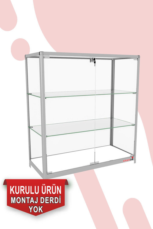 Camlı Vitrin - Camlı Dolap - Camlı Koleksiyon Vitrini - Cam Raf - Kurulu Ürün 95X90X40