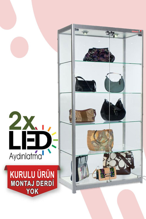 Camlı Vitrin - Camlı Dolap - Camlı Koleksiyon Vitrini - Teşhir Vitrini 180X80X40