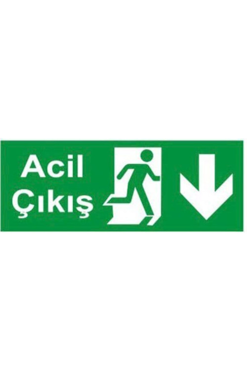 Acil Çıkış Uyarı Levhası Aşağı Yön 25X15 Ebatında