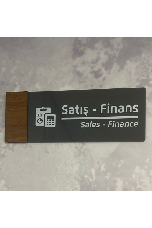 Wooden Serisi (Satış-Finans) Ofis Kapı Isimliği Yönlendirme Tabelası