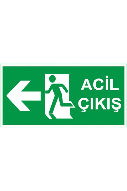 Acil Çıkış Uyarı Levhası Sol Yön 25X15 Ebatında