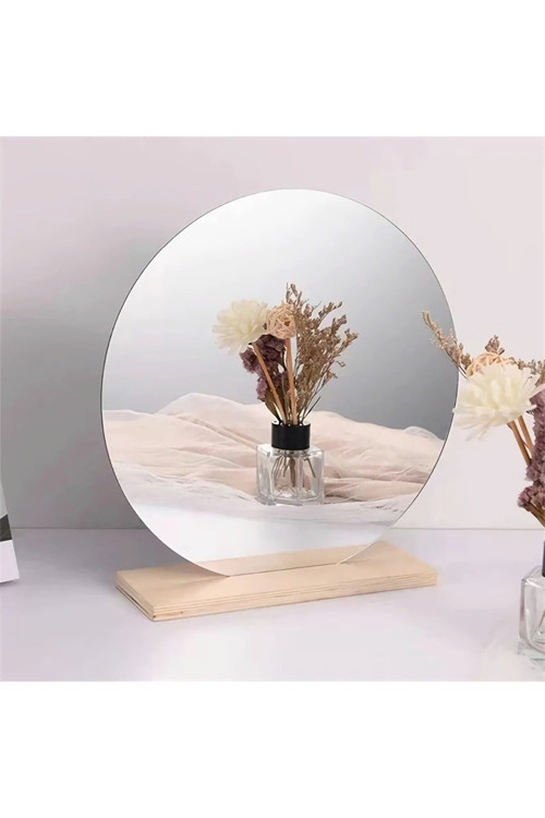 Dekorlifes Yuvarlak Dekoratif Makyaj Aynası Ahşap Ayaklı Makyaj Aynası 22X22 Cm