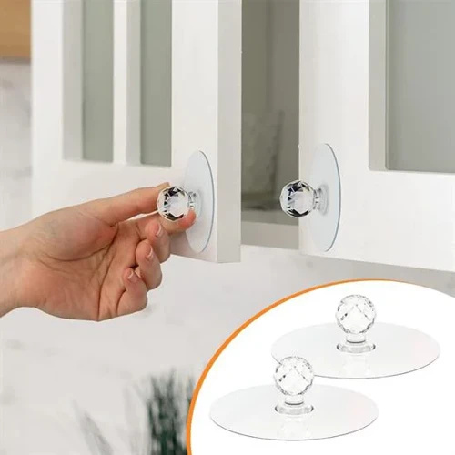 2 Adet Kristal Kendiliğinden Güçlü Yapışkanlı Kulp Askısı Tutma Kolu GO-53-vice 01170