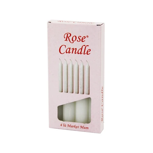 4PCS - KALIN ÇAP=2CM - UZUNLUK=15CM BEYAZ KLASİK MARKET MUM GO-53-vice 05454