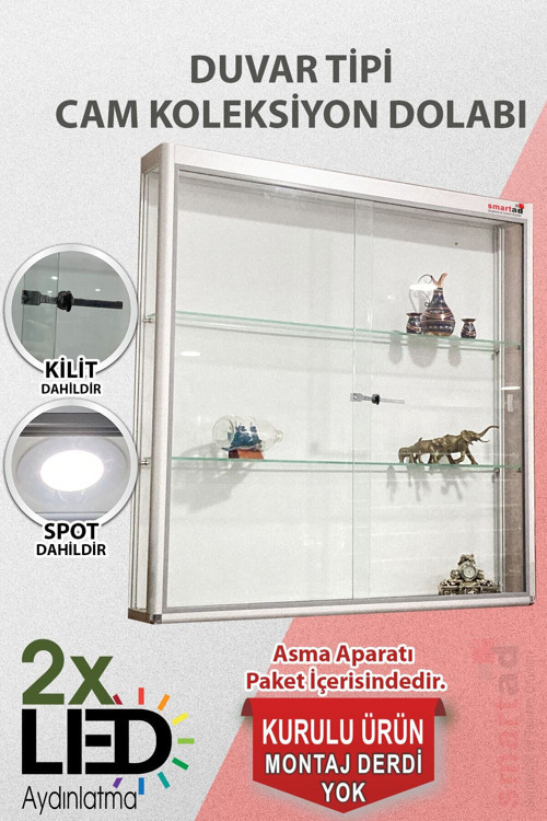 Camlı Vitrin - Camlı Dolap - Camlı Koleksiyon Vitrini - Teşhir Vitrini 100X100X20